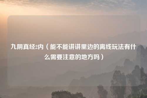 九阴真经2内（能不能讲讲里边的离线玩法有什么需要注意的地方吗）