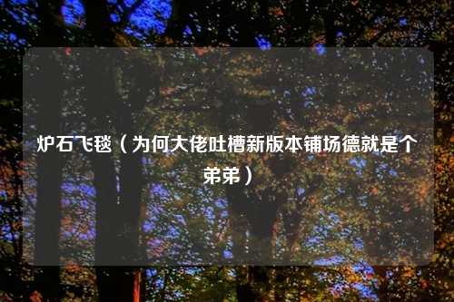 炉石飞毯（为何大佬吐槽新版本铺场德就是个弟弟）