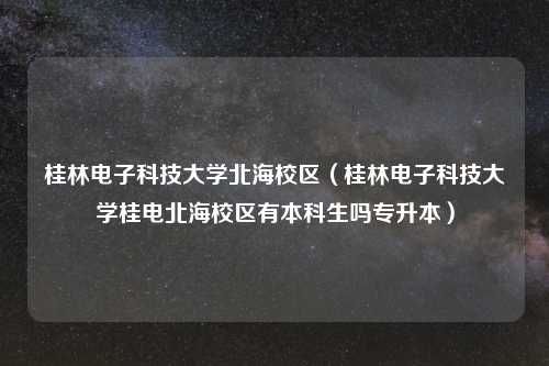 桂林电子科技大学北海校区（桂林电子科技大学桂电北海校区有本科生吗专升本）