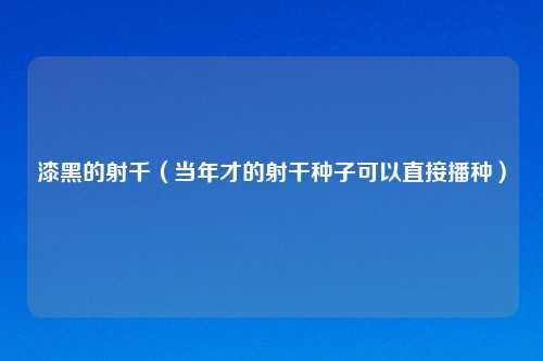 漆黑的射千（当年才的射干种子可以直接播种）