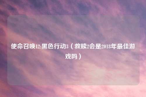使命召唤12:黑色行动3（救赎2会是2018年最佳游戏吗）