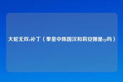 大蛇无双z补丁（拳皇中陈国汉和莉安娜是cp吗）