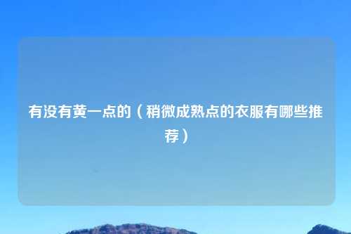 有没有黄一点的（稍微成熟点的衣服有哪些推荐）
