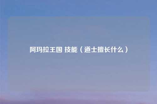 阿玛拉王国 技能（道士擅长什么）