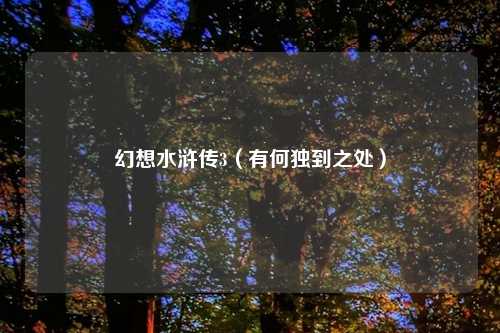 幻想水浒传3（有何独到之处）