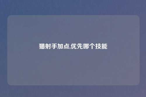 猫射手加点,优先哪个技能