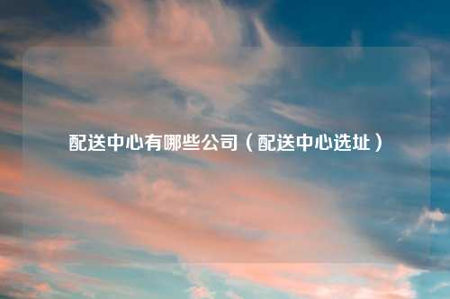 配送中心有哪些公司（配送中心选址）
