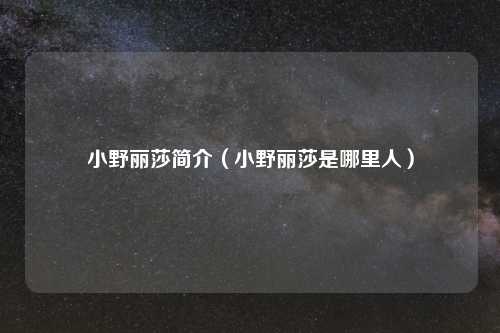 小野丽莎简介（小野丽莎是哪里人）