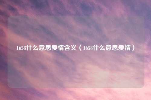 1658什么意思爱情含义（1658什么意思爱情）