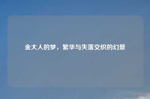金大人的梦，繁华与失落交织的幻景