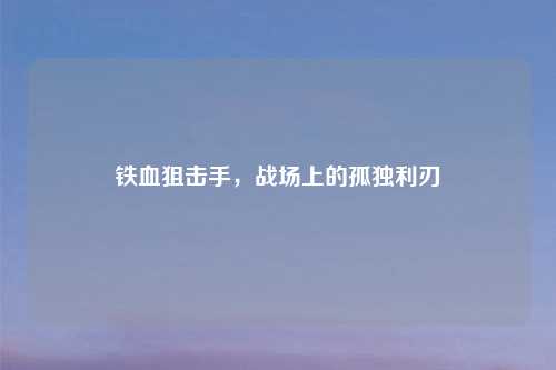 铁血狙击手，战场上的孤独利刃