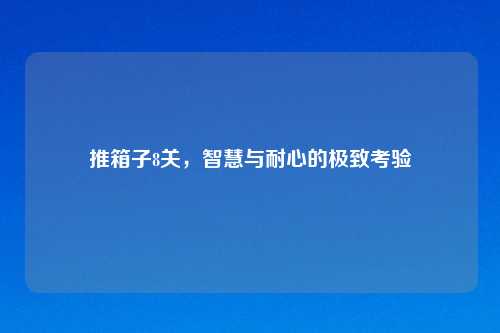 推箱子8关，智慧与耐心的极致考验