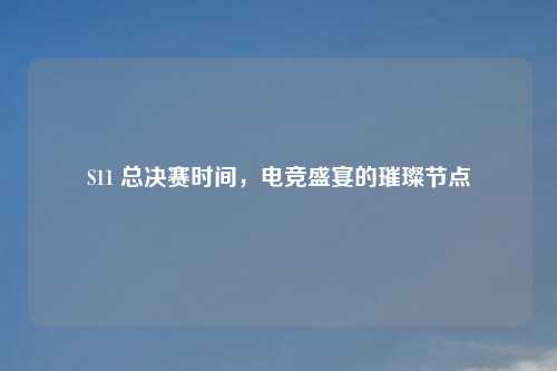 S11 总决赛时间，电竞盛宴的璀璨节点
