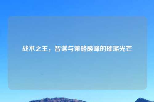 战术之王，智谋与策略巅峰的璀璨光芒