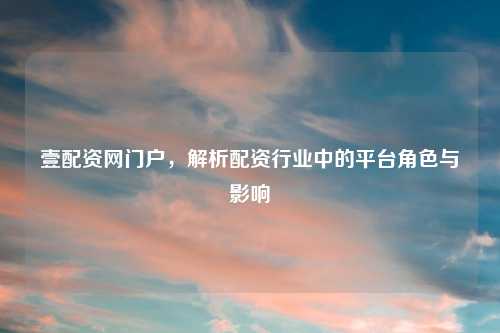 壹配资网门户，解析配资行业中的平台角色与影响