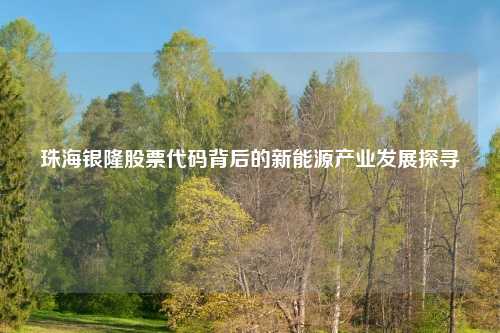 珠海银隆股票代码背后的新能源产业发展探寻