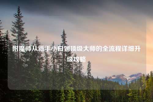 附魔师从新手小白到顶级大师的全流程详细升级攻略