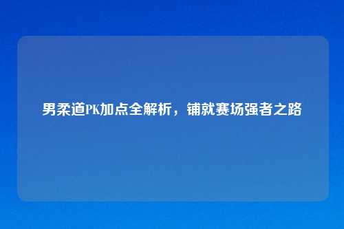 男柔道PK加点全解析，铺就赛场强者之路