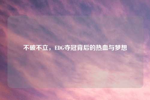 不破不立，EDG夺冠背后的热血与梦想