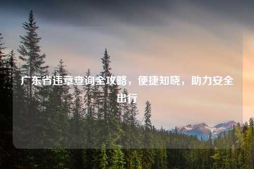 广东省违章查询全攻略，便捷知晓，助力安全出行