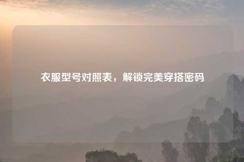 衣服型号对照表，解锁完美穿搭密码