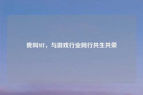 我叫MT，与游戏行业同行共生共荣