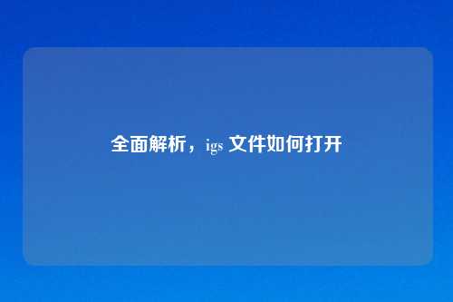 全面解析，igs 文件如何打开