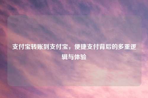 支付宝转账到支付宝，便捷支付背后的多重逻辑与体验