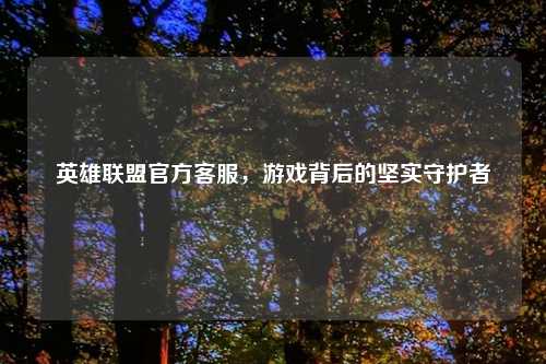 英雄联盟官方客服，游戏背后的坚实守护者