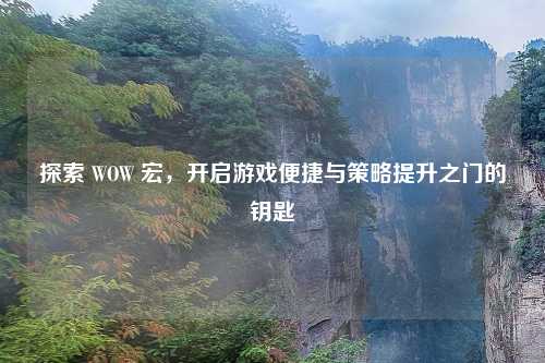 探索 WOW 宏，开启游戏便捷与策略提升之门的钥匙