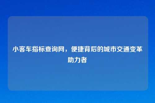 小客车指标查询网，便捷背后的城市交通变革助力者