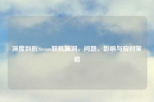 深度剖析Steam联机漏洞，问题、影响与应对策略