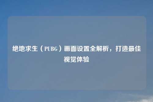 绝地求生（PUBG）画面设置全解析，打造最佳视觉体验