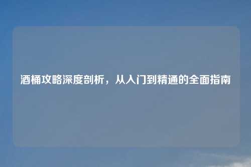 酒桶攻略深度剖析，从入门到精通的全面指南