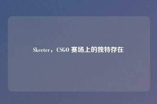 Skeeter，CSGO 赛场上的独特存在