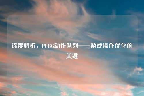 深度解析，PUBG动作队列——游戏操作优化的关键