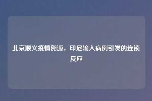 北京顺义疫情溯源，印尼输入病例引发的连锁反应