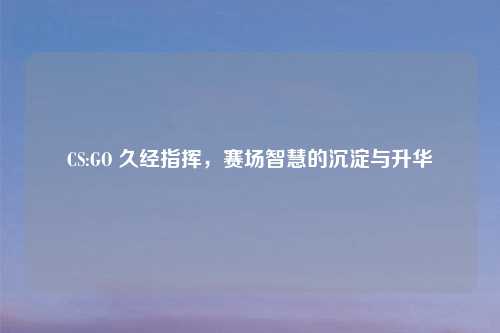 CS:GO 久经指挥，赛场智慧的沉淀与升华