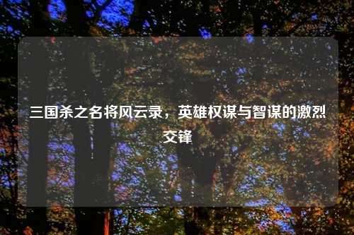 三国杀之名将风云录，英雄权谋与智谋的激烈交锋