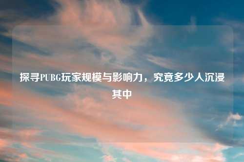 探寻PUBG玩家规模与影响力，究竟多少人沉浸其中