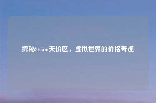 探秘Steam天价区，虚拟世界的价格奇观