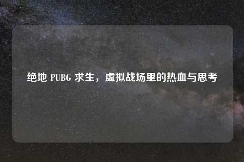 绝地 PUBG 求生，虚拟战场里的热血与思考