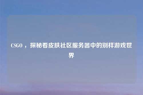 CSGO ，探秘看皮肤社区服务器中的别样游戏世界