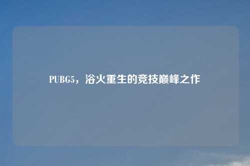 PUBG5，浴火重生的竞技巅峰之作