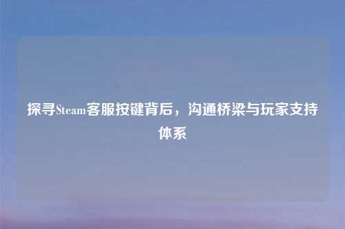 探寻Steam客服按键背后，沟通桥梁与玩家支持体系