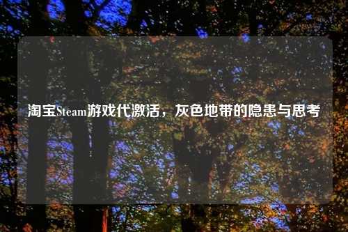 淘宝Steam游戏代激活，灰色地带的隐患与思考