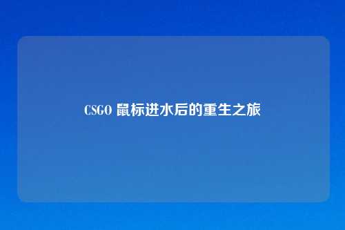 CSGO 鼠标进水后的重生之旅