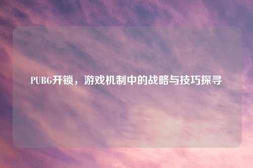 PUBG开锁，游戏机制中的战略与技巧探寻