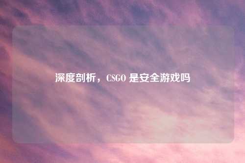 深度剖析，CSGO 是安全游戏吗