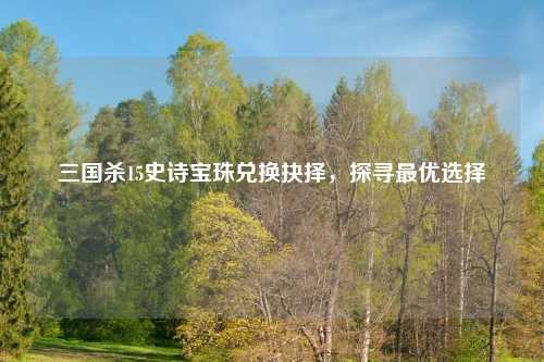 三国杀15史诗宝珠兑换抉择，探寻最优选择